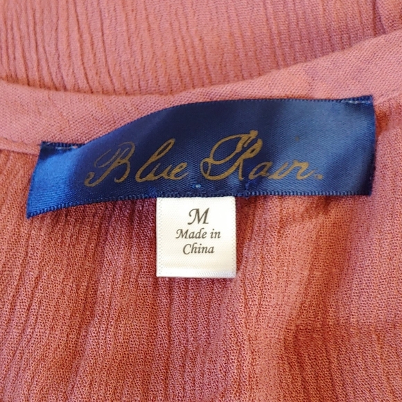 Francesca's Blue Rain Blush Pink Embroidered Dress Size Women's Medium - Picture 11 of 12